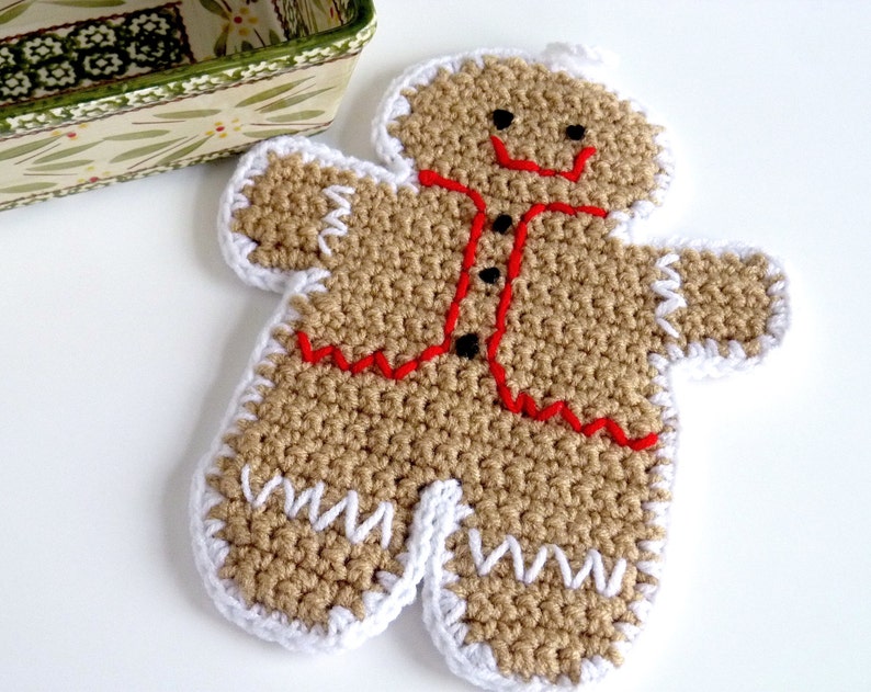 Gingerbread Man Crochet Pot Holder or Trivet Gingerbread Man Etsy