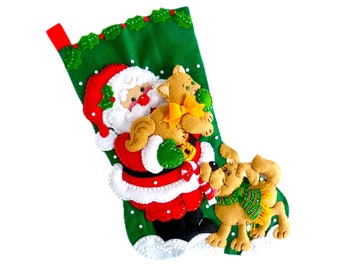 RARE Vintage NEW SEALED Bucilla Woodland Santa Christmas Stocking