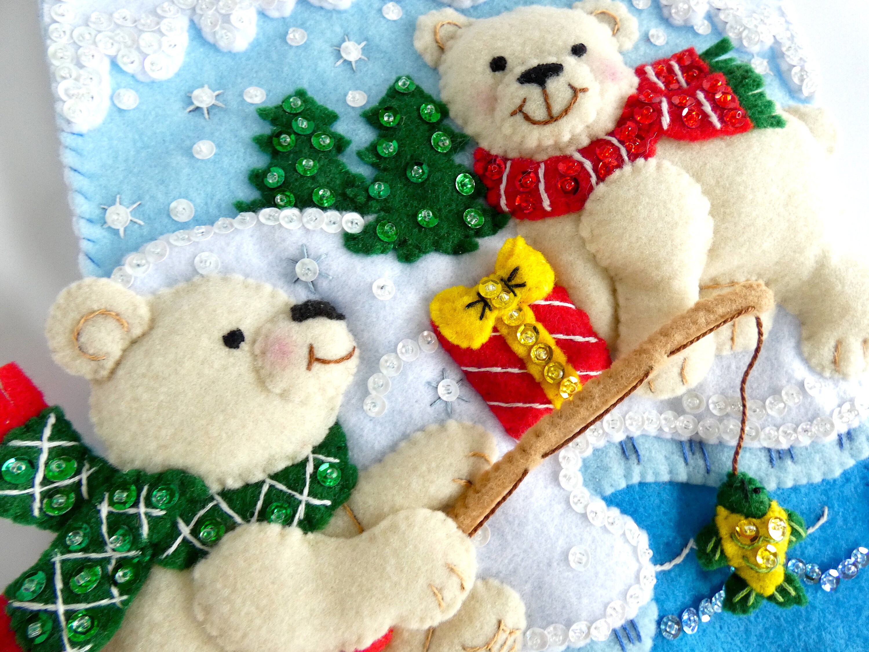 Finished Bucilla Christmas Stocking - Polar Bear Buddies - Completed - Etsy