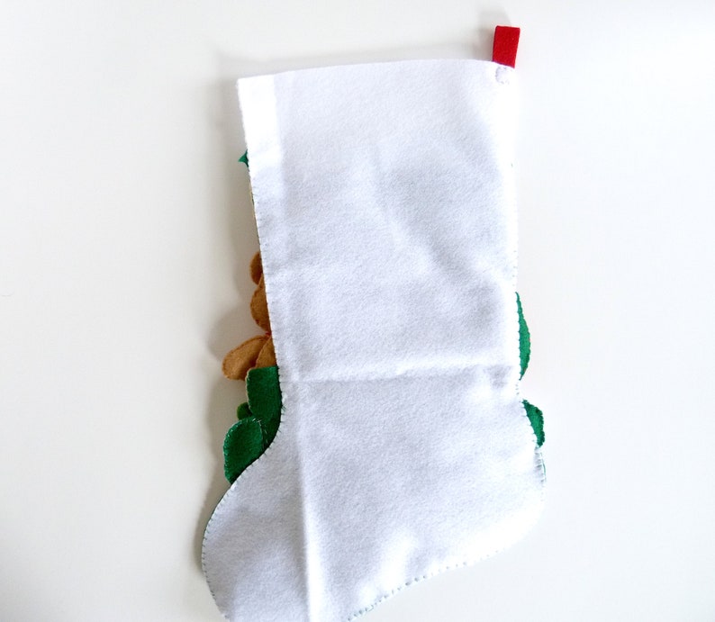 Finished Bucilla Christmas Stocking Stocking Stuffer Handmade Felt Appliqué Holiday Sock Santa Bear for Family Boy or Girl Completed image 10