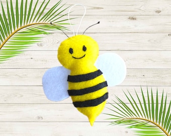 Handmade Felt Bee Ornaments or Bowl Filler - For Summer or Garden Decor - For Bee Garden Lovers, Boy, Girl - Larger size