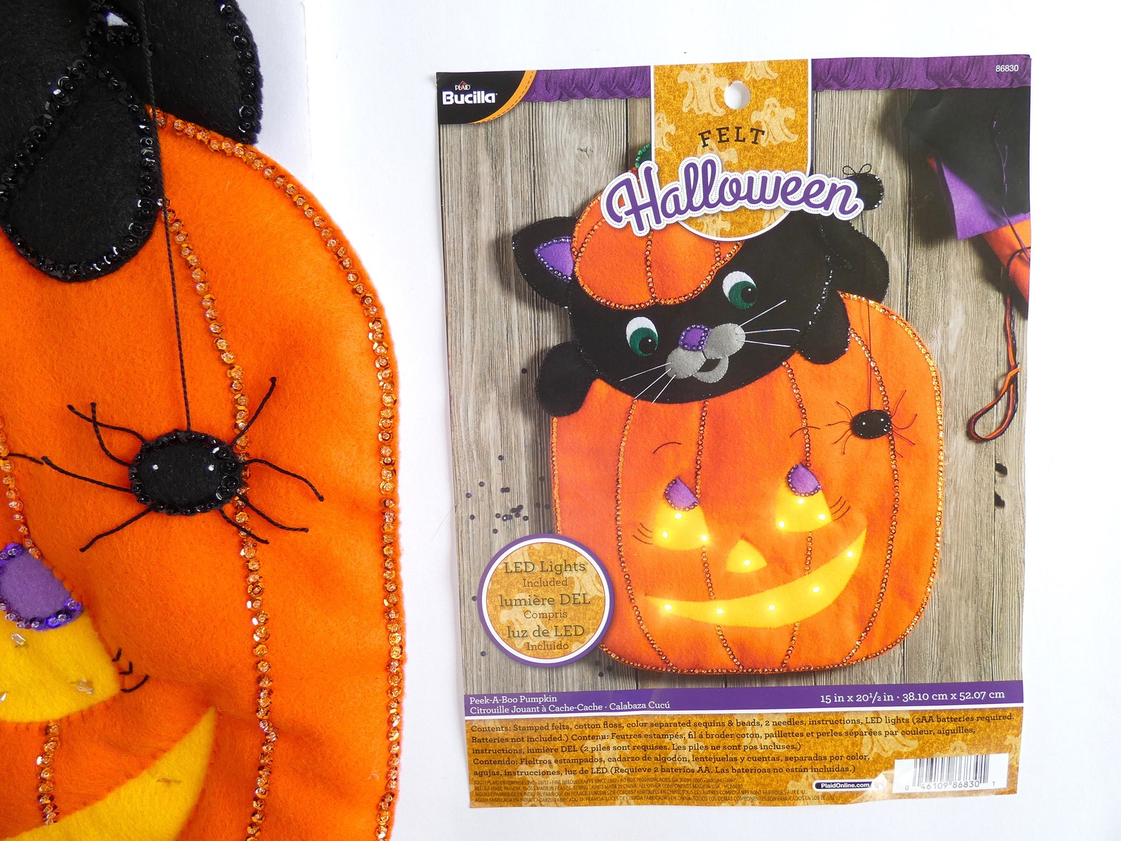 Cat & Pumpkin Bucilla Felt Wall Hanging or Door Hanger Etsy