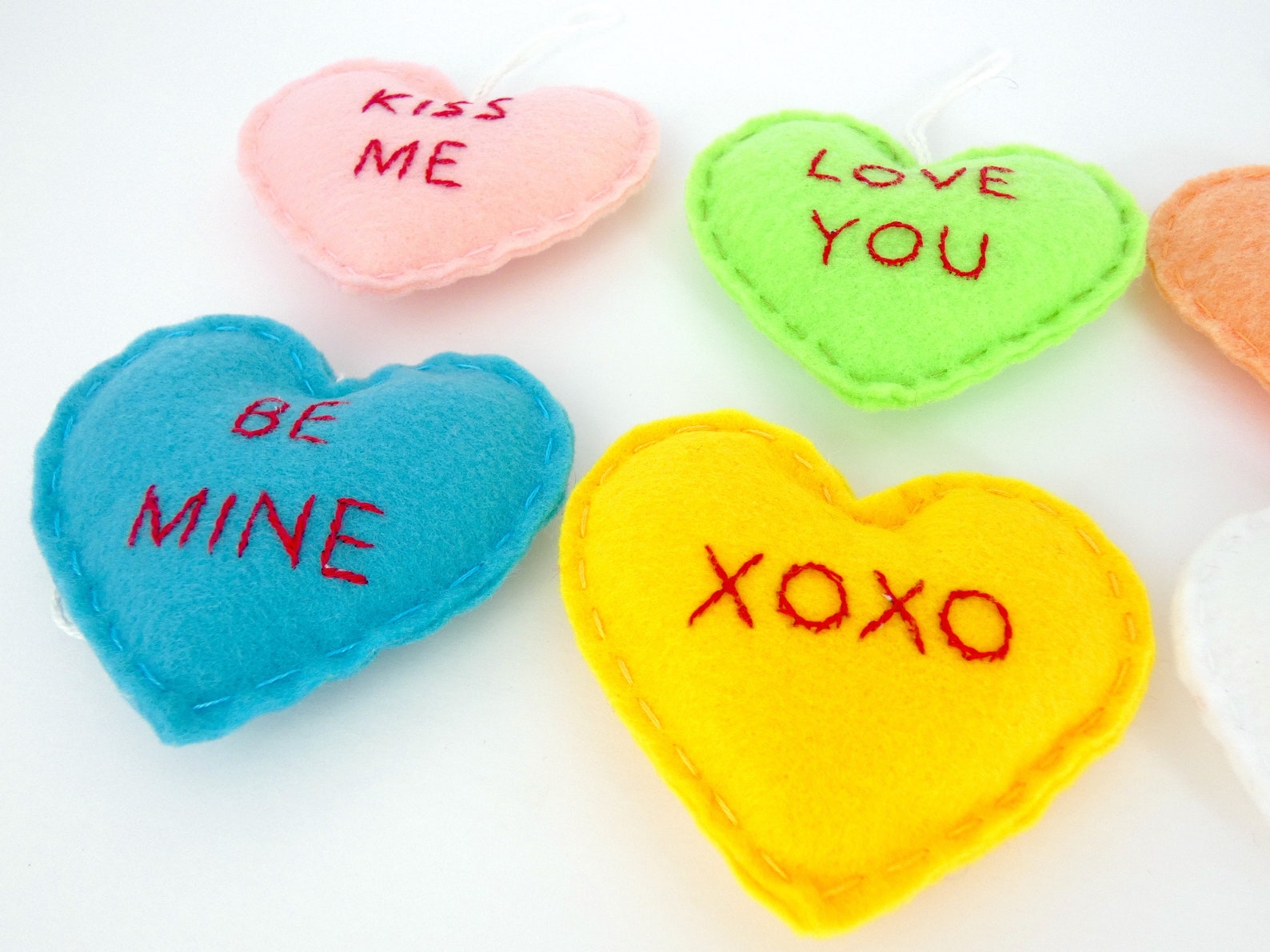 Conversation Heart Ornaments or Bowl Fillers Hand Sewn Felt Etsy