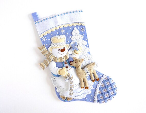 Retired Stocking Moon Light STocking! Very Rare FINISHED Bucilla Moonlight Santa Christmas Stocking From Kit #86018 Circa 2007