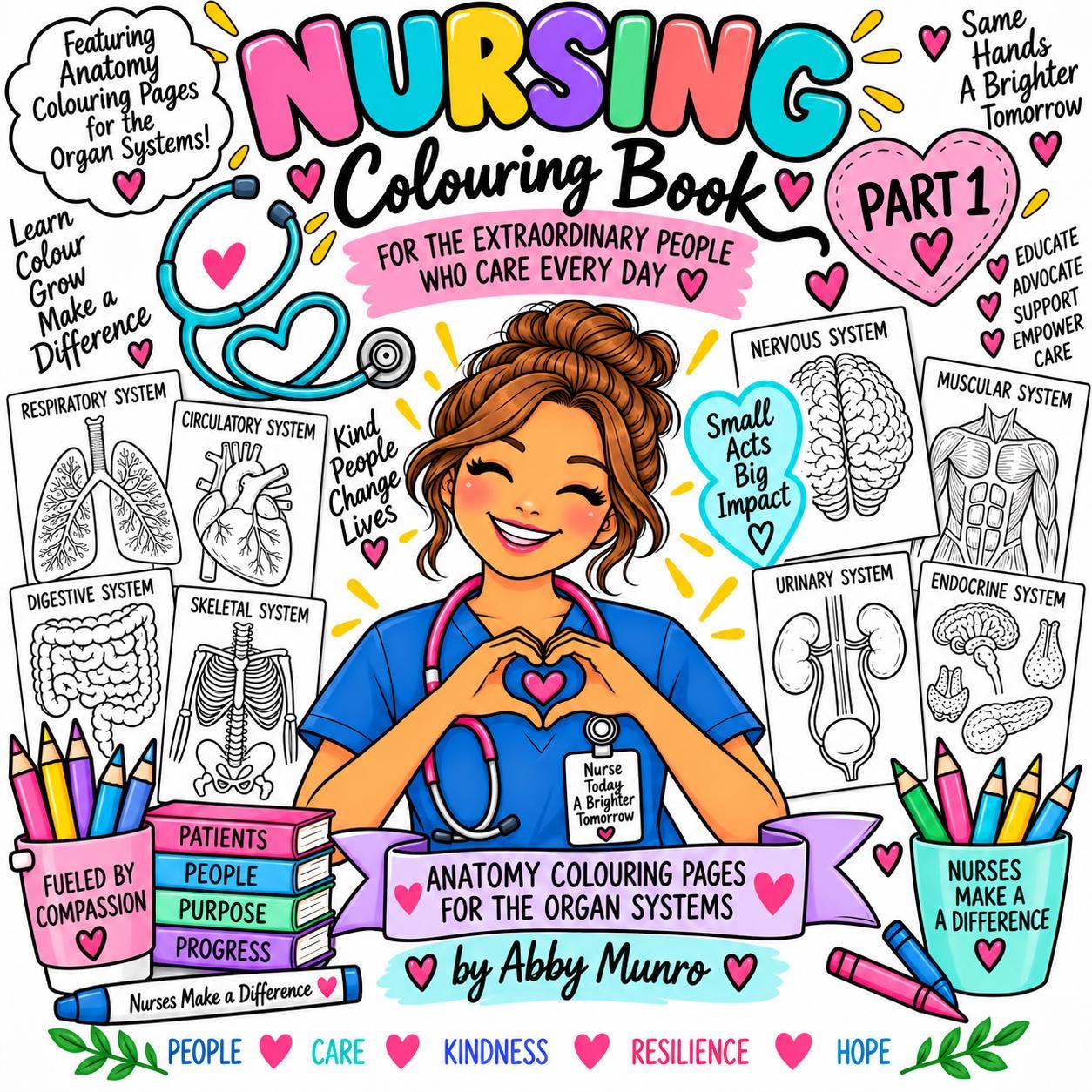 Nursing Anatomy Colouring Book Bundle Body Systems, Vital Signs (Parts 1 & 2)