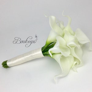 CHOOSE RIBBON COLOR - White Calla Lily Bouquet, Ivory Calla Lily Bouquet, Real Touch Calla Lily Bouquet, Wedding, Bridesmaid, Ivory Calla