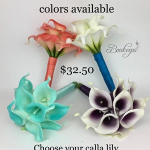 WYSYŁKA 3-5 DNI! Wybierz kolor Calla Lily i Ribbon - Zbuduj swój bukiet, Real Touch Calla Lily Bouquet, Bridal Bouquet, Bridesmaid Bouquet