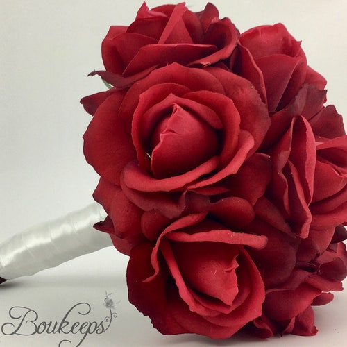 CHOOSE RIBBON COLOR Red Rose Bouquet Rose Bridal Bouquet Etsy