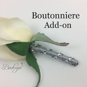 Boutonniere Add-On, Rhinestone Ribbon, Bling, Calla Lily Boutonniere, Wedding, Groom, Groomsmen, Prom, Silver, Boutonniere with Bling