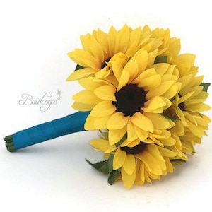 CHOOSE RIBBON COLOR - Sunflower Bouquet, Sunflower Bridesmaid / Bridal Bouquet, Sunflower Bridal Bouquet, Sunflower Wedding, Flower Girl