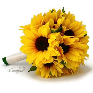 CHOOSE RIBBON COLOR - Sunflower Bouquet, Sunflower Bridesmaid / Bridal Bouquet, Sunflower Bridal Bouquet, Sunflower Wedding, Flower Girl