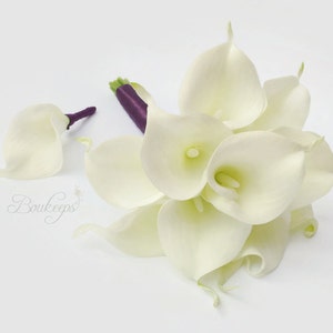CHOOSE RIBBON COLOR - White Calla Lily Bouquet and Boutonniere, Ivory Calla Lily Bouquet, Real Touch Calla Lily Bouquet, Real Touch, Bridal