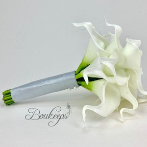 CHOOSE RIBBON COLOR - White Calla Lily Bouquet, Ivory Calla Lily Bouquet, Real Touch Calla Lily Bouquet, Wedding, Bridesmaid, Ivory Calla