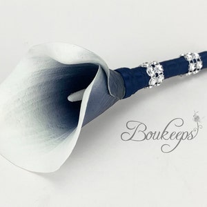 CHOOSE RIBBON COLOR Real Touch Navy Blue Calla Lily - Etsy