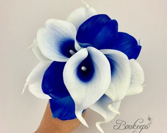 Royal Blue Bridesmaid Bouquet Royal Blue Bouquet Real Touch | Etsy