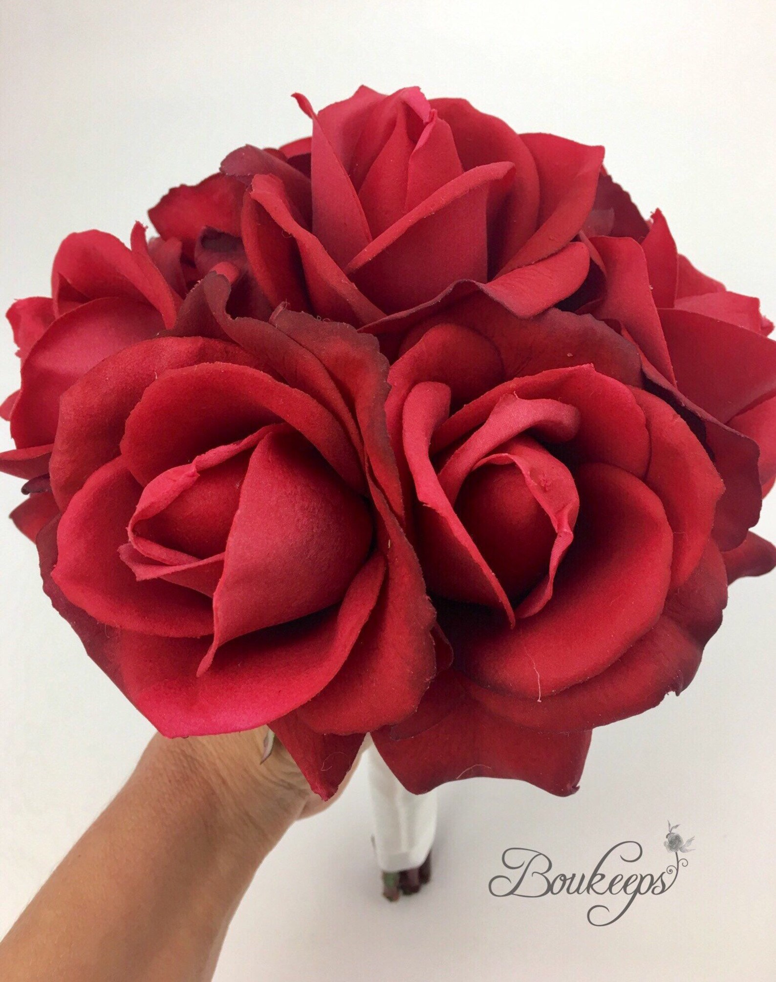 CHOOSE RIBBON COLOR Real Touch Red Rose Bouquet Red Rose Etsy UK