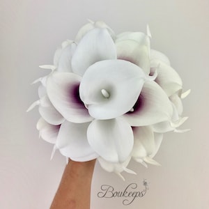 CHOOSE RIBBON COLOR Calla Lily Bouquet Purple and White - Etsy