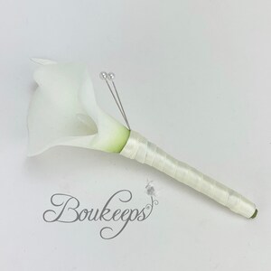 CHOOSE RIBBON COLOR Ivory Calla Lily Boutonniere, Real Touch Calla Lily ...