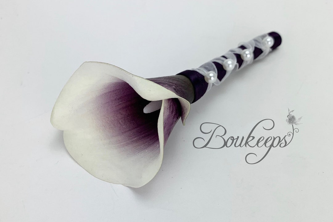 CHOOSE RIBBON COLOR Purple Calla Lily Boutonniere Real - Etsy