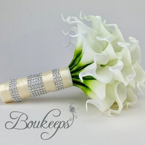 CHOOSE RIBBON COLOR - White Calla Lily Bouquet, Ivory Calla Lily Bouquet, Bridal Bouquet, Real Touch Bouquet, Wedding, Bridal, Bridesmaid