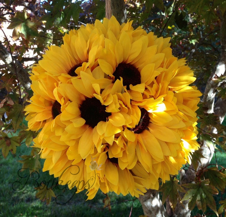 Sunflower Kissing Ball 10 Inches Sunflower Ball Sunflower Etsy