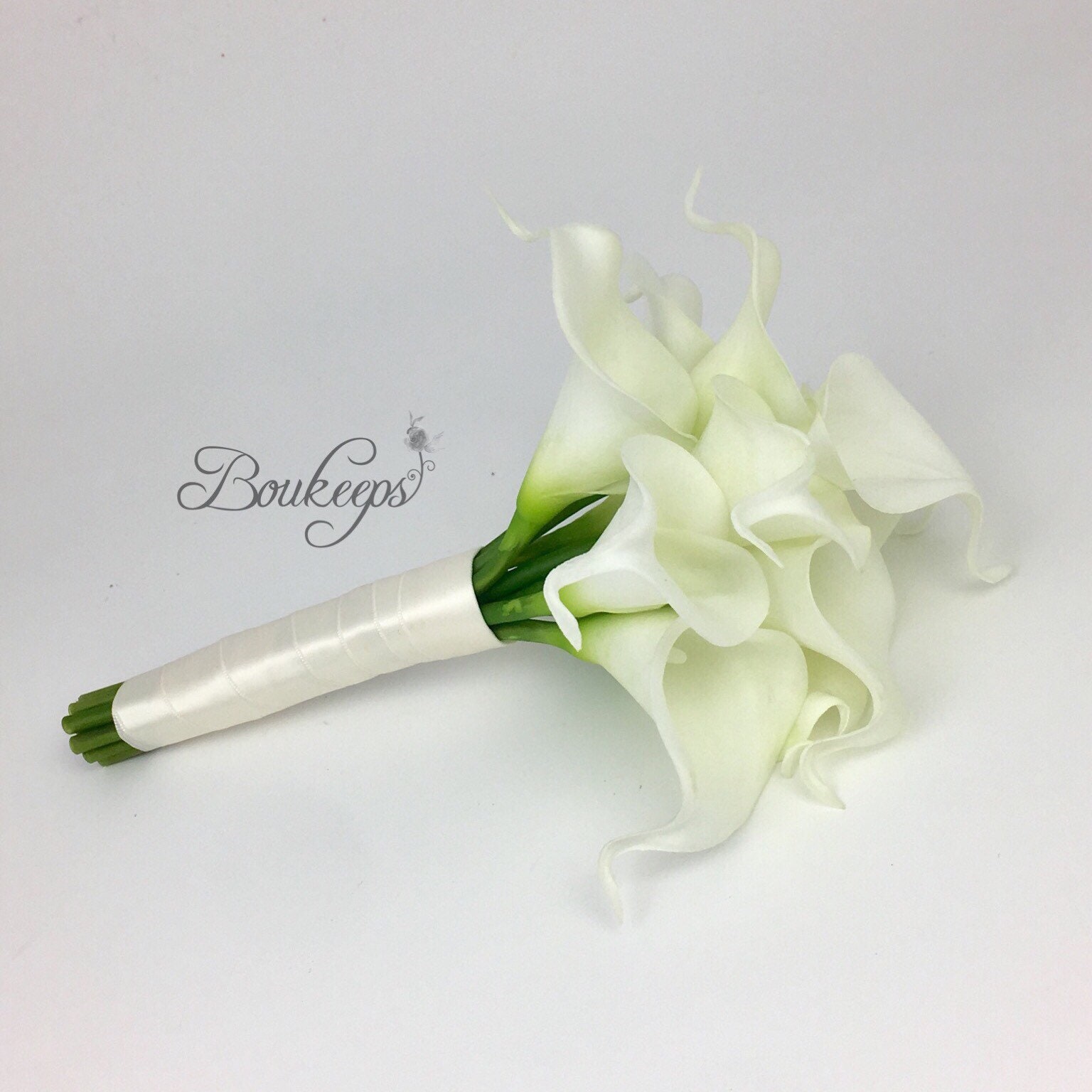 CHOOSE RIBBON COLOR White Calla Lily Bouquet Ivory Calla Lily