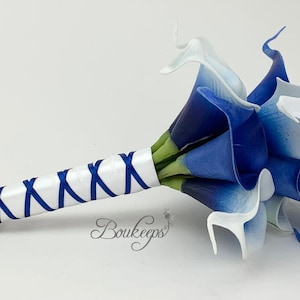 Royal Blue Bridesmaid Bouquet, Royal Blue Bouquet, Real Touch Royal Blue Calla Lily Bouquet, Royal Blue, Bridal Bouquet, Picasso Royal Blue