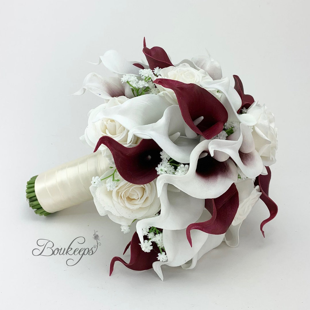 Real Bangldeshe Sex Longher Virson - CHOOSE RIBBON COLOR Burgundy and White Calla Lily and Rose - Etsy