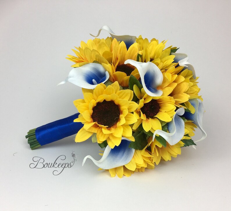 Choose Calla Lily & Ribbon Colorsunflower Bouquet Sunflower Etsy
