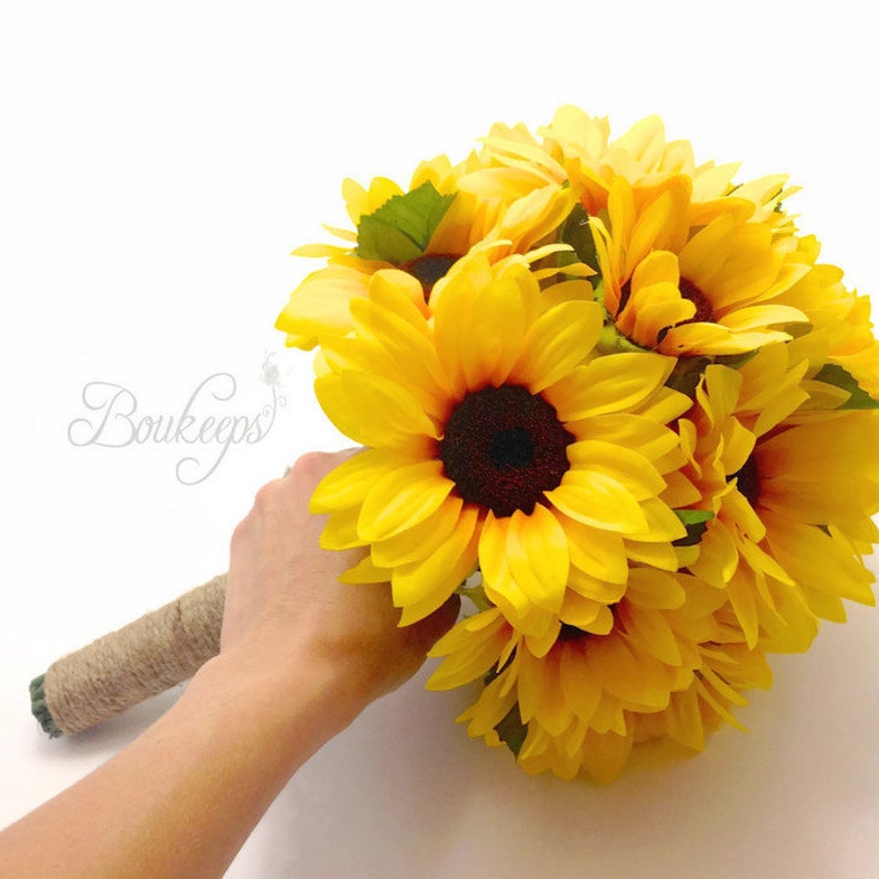 Sunflower Bouquet Sunflower Bridal Bouquet Sunflower Wedding Sunflower Boutonniere Sunflower Bridesmaid Bouquet /& Boutonniere with Twine