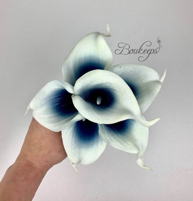 CHOOSE RIBBON COLOR Real Touch Navy Blue Calla Lily Mini - Etsy