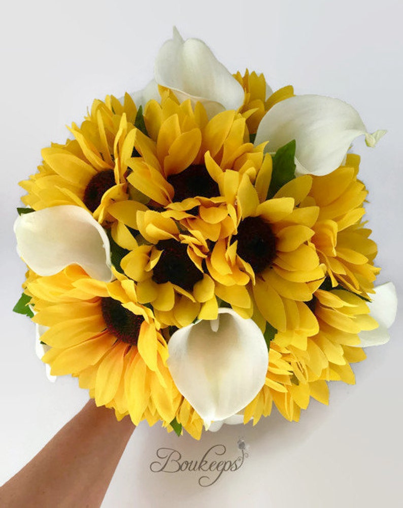 Choose Calla Lily & Ribbon Color Sunflower Bouquet Etsy