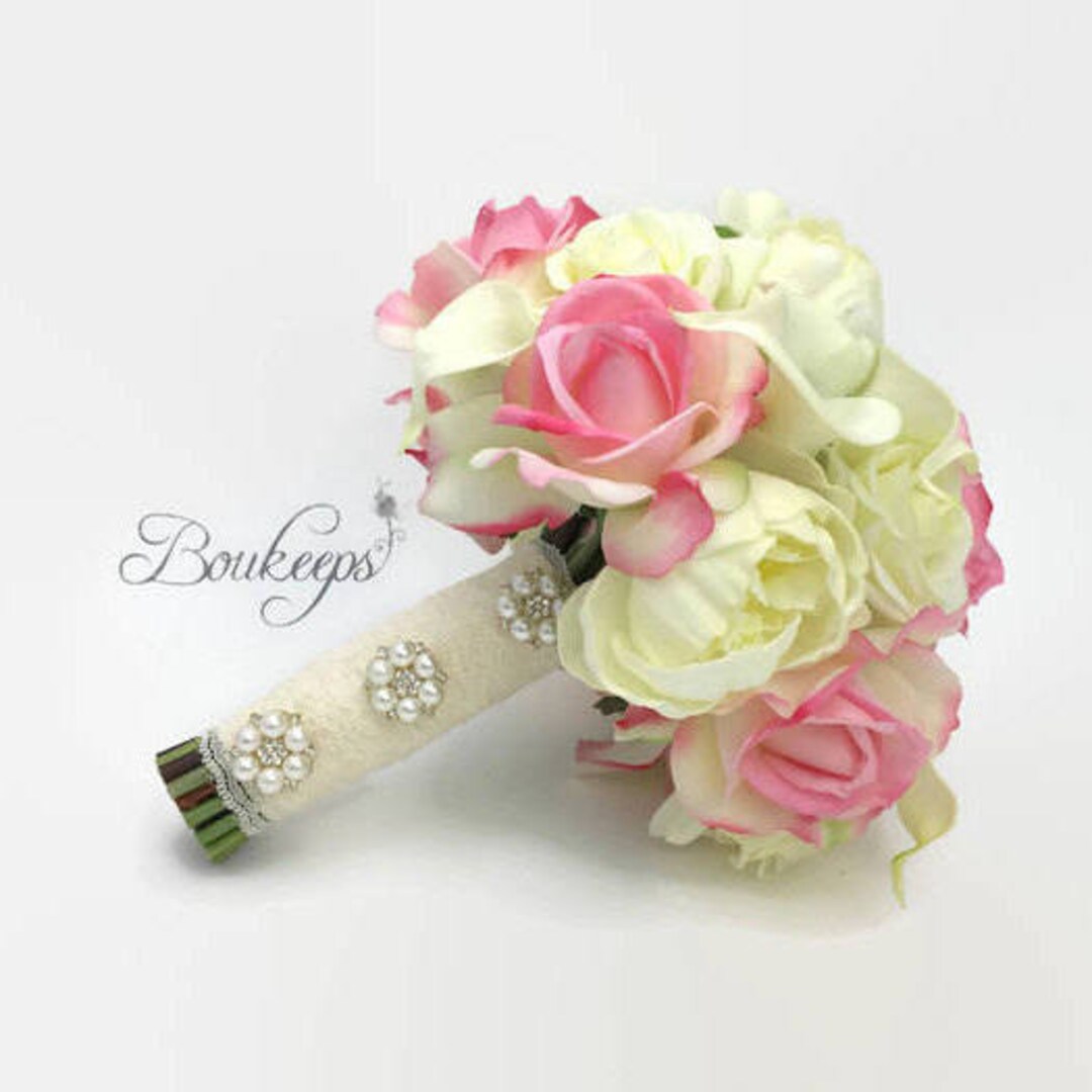 CHOOSE RIBBON COLOR Pink Rose, Ivory Rose, Ivory Peony, White Ivory ...