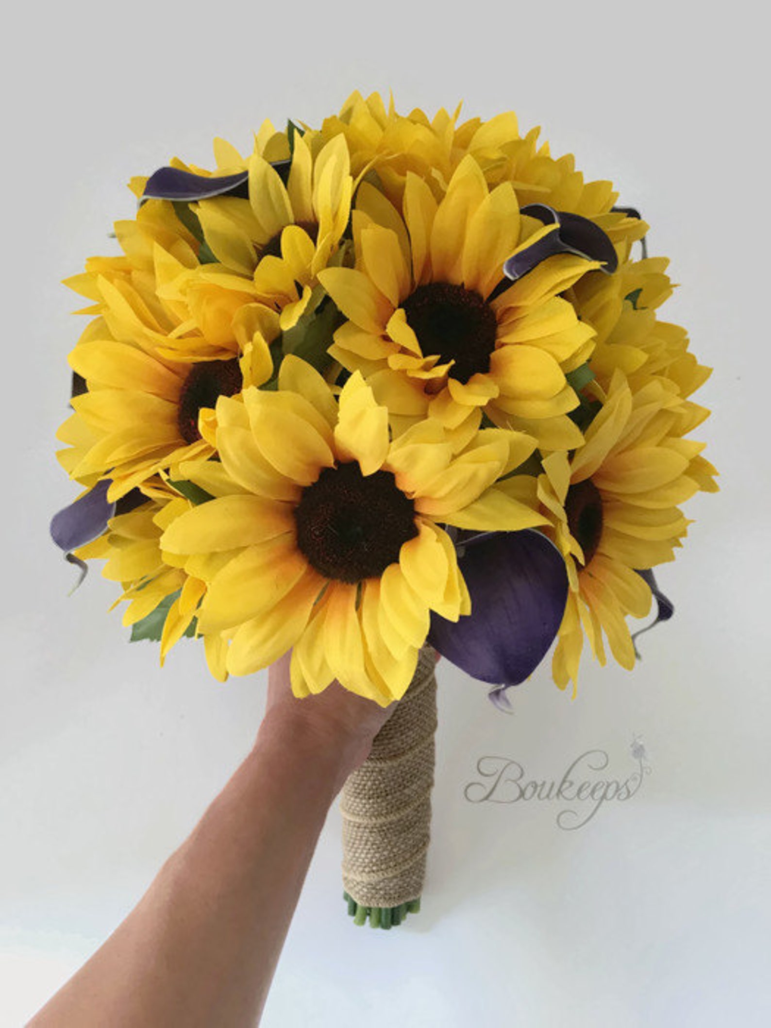 Choose Calla Lily & Ribbon Color Sunflower Bouquet Etsy