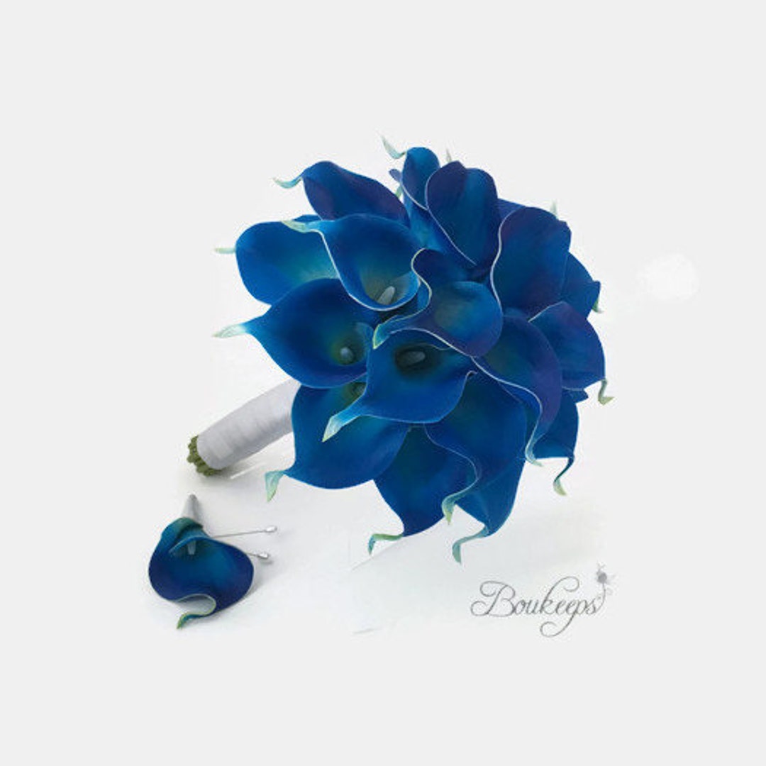 CHOOSE RIBBON COLOR Royal Blue Bridal Bouquet Royal Blue - Etsy
