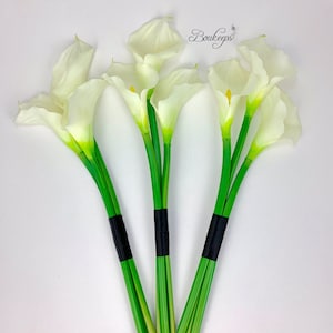 CHOOSE RIBBON COLOR - Long-Stem Calla Lily Bouquet, Real Touch Bouquet, White Calla Lily Bouquet, Real Touch Calla Lily Bouquet, Wedding