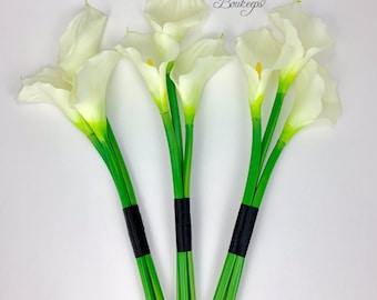 Blanc Tige Unique Bloom Calla Lily Flower Real Feel Soie Effet Blanc Tige Unique Bloom Calla Lily Flower Real Feel Soie Effet