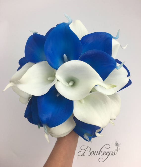 CHOOSE RIBBON COLOR Royal Blue and White Ivory Bridal | Etsy