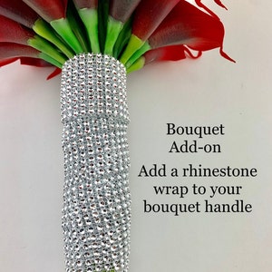 Bouquet Add-On, Rhinestone Ribbon, Bling, Wedding Bouquet, Bridal Bouquet, Bridesmaid Bouquet, Prom, Silver, Bouquet Handle Decoration