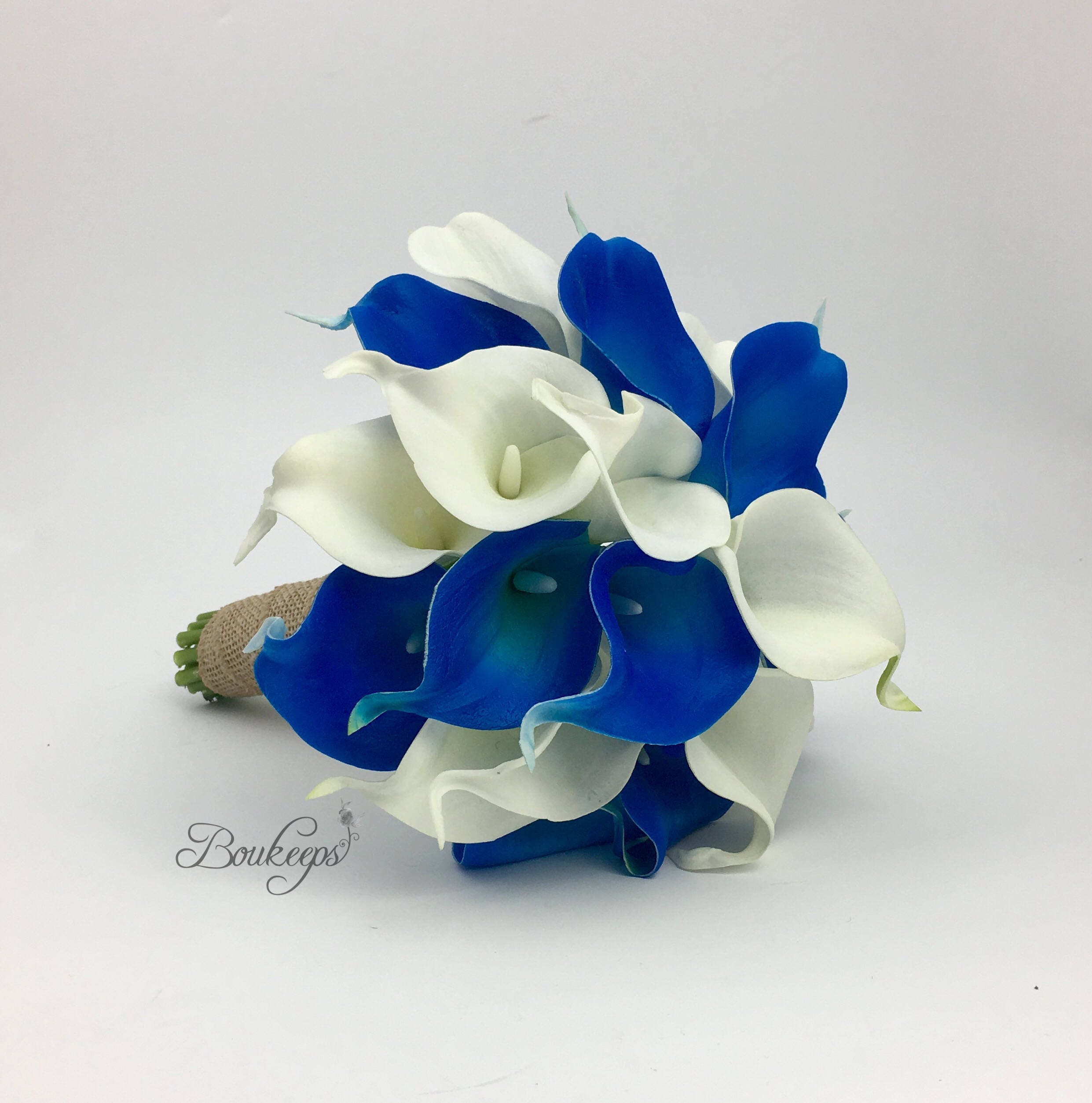 CHOOSE RIBBON COLOR Royal Blue and White Ivory Bridal | Etsy