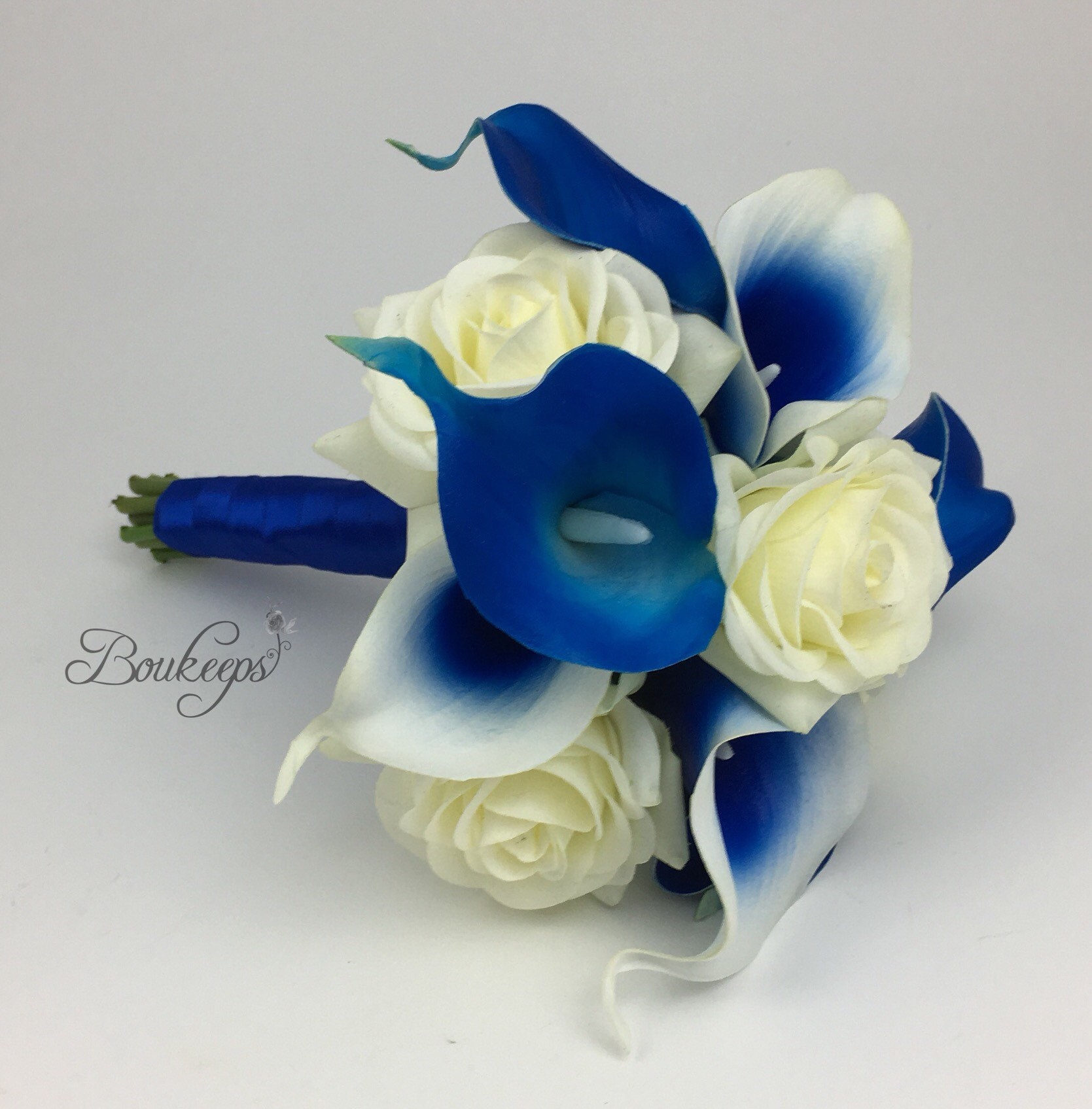 Royal Blue Bridal Bouquet, Royal Blue Bouquet, Real Touch Picasso Royal ...