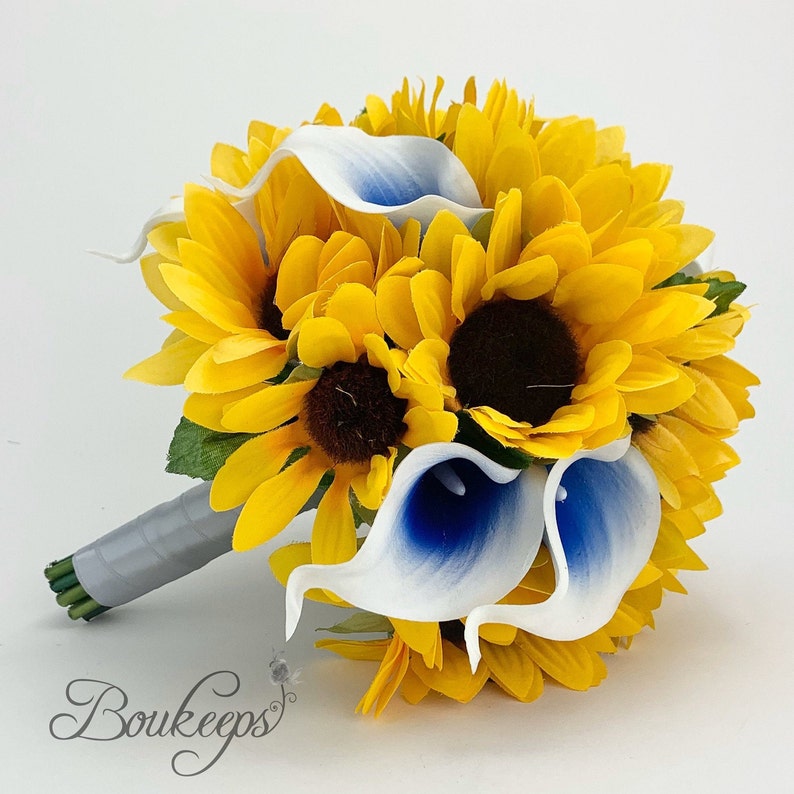 Choose Calla Lily Ribbon Colorsunflower Bouquet Sunflower Etsy