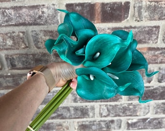 Choose your quantity - Teal Real Touch Mini Calla Lilies