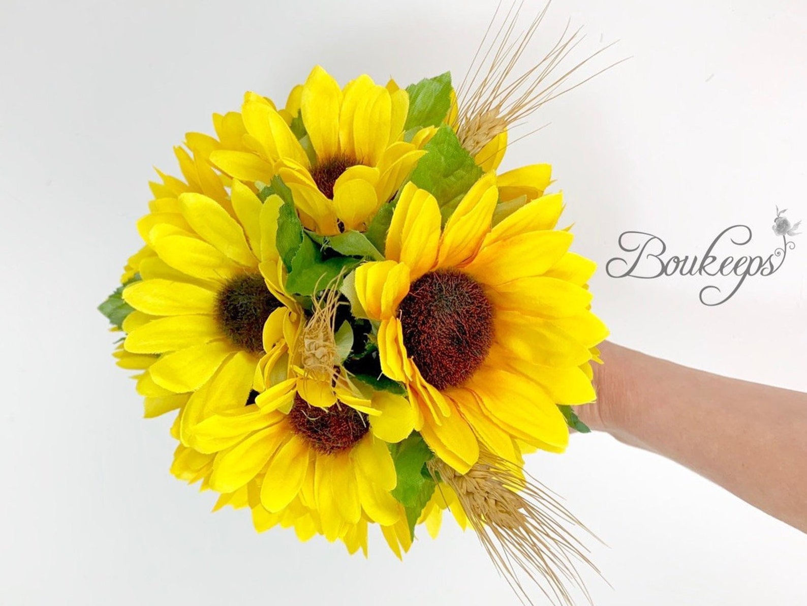 Sunflower and Dried Wheat Bouquet Sunflower Bouquet With Etsy