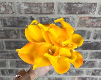 Choose your quantity - Yellow/Orange Real Touch Mini Calla Lilies