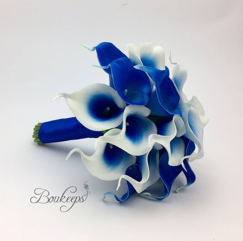 CHOOSE RIBBON COLOR Royal Blue Bridal Bouquet Royal Blue - Etsy