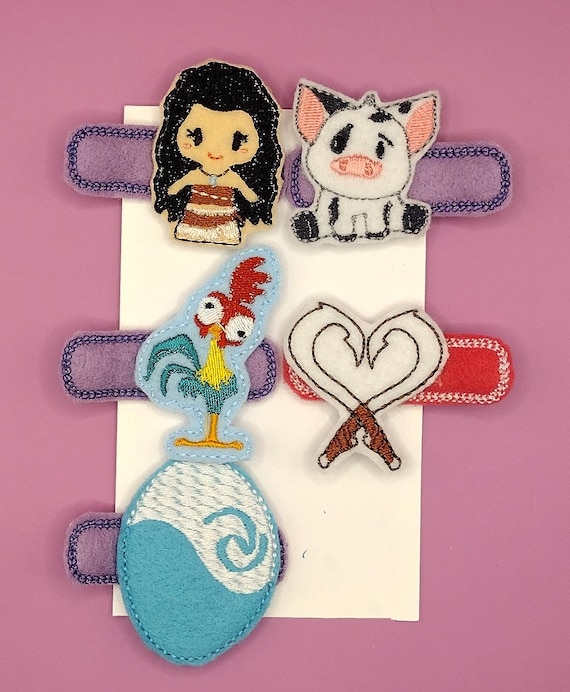 Moana, Hei Hei, Poua Embroidered Hair Feltie Clips - Etsy display picture 2