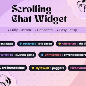 Widget de chat con desplazamiento horizontal para StreamElements / Superposición de teletipo en directo de Twitch, mensajes OBS personalizados fluidos