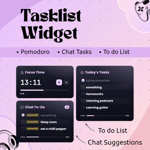 Tasklist Widget for StreamElements | Twitch Stream Overlay, Pomodoro Coworking Timer, OBS To-Do List