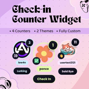 Check-in-Zähler-Widget für StreamElements | Animierter Twitch-Zuschauer-Streak-Tracker, OBS-Chat-Overlay